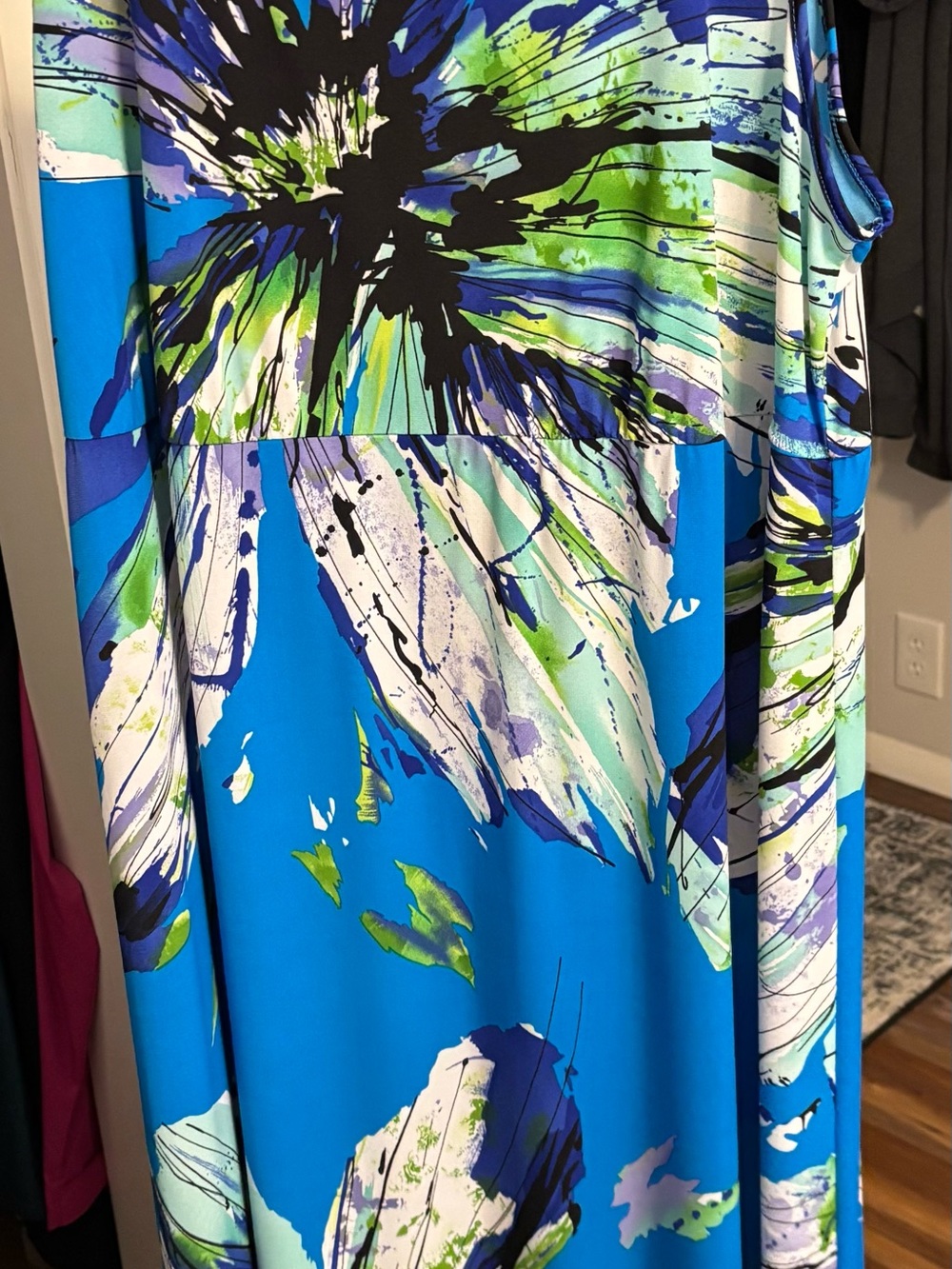 Elementz Blue Abstract Floral Maxi Skirt